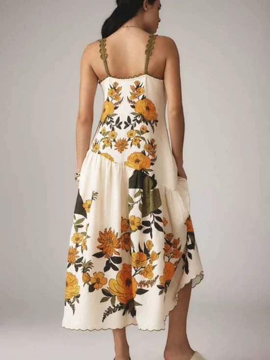 FARM Rio White V-Neck A-Line Maxi Dress Size XL 38228 - Picture 3 of 11